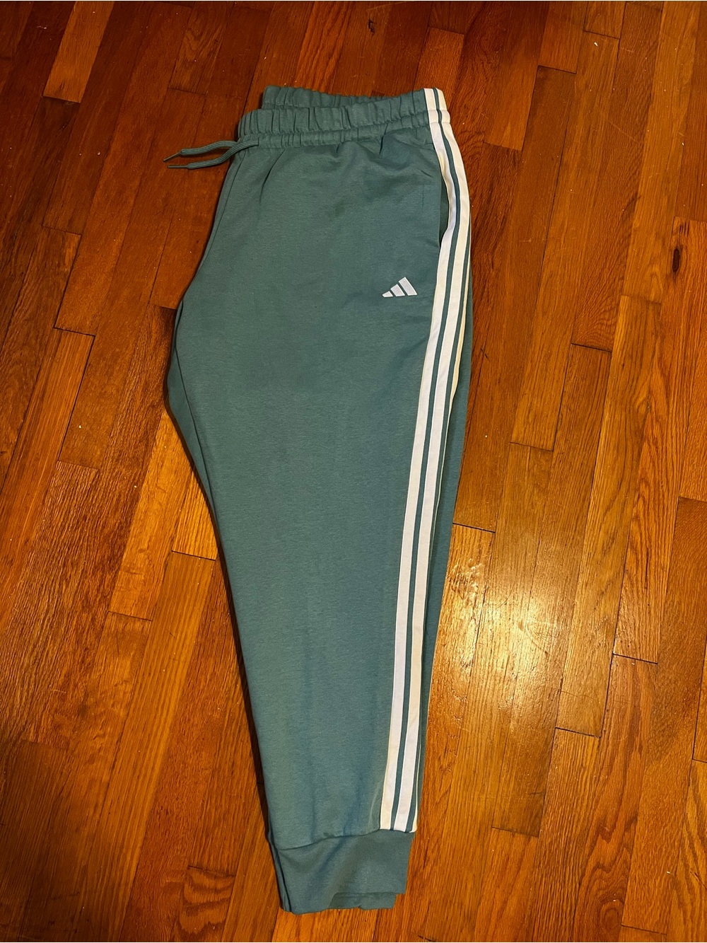 adidas Teal Green Track Joggers with White Stripes 3X